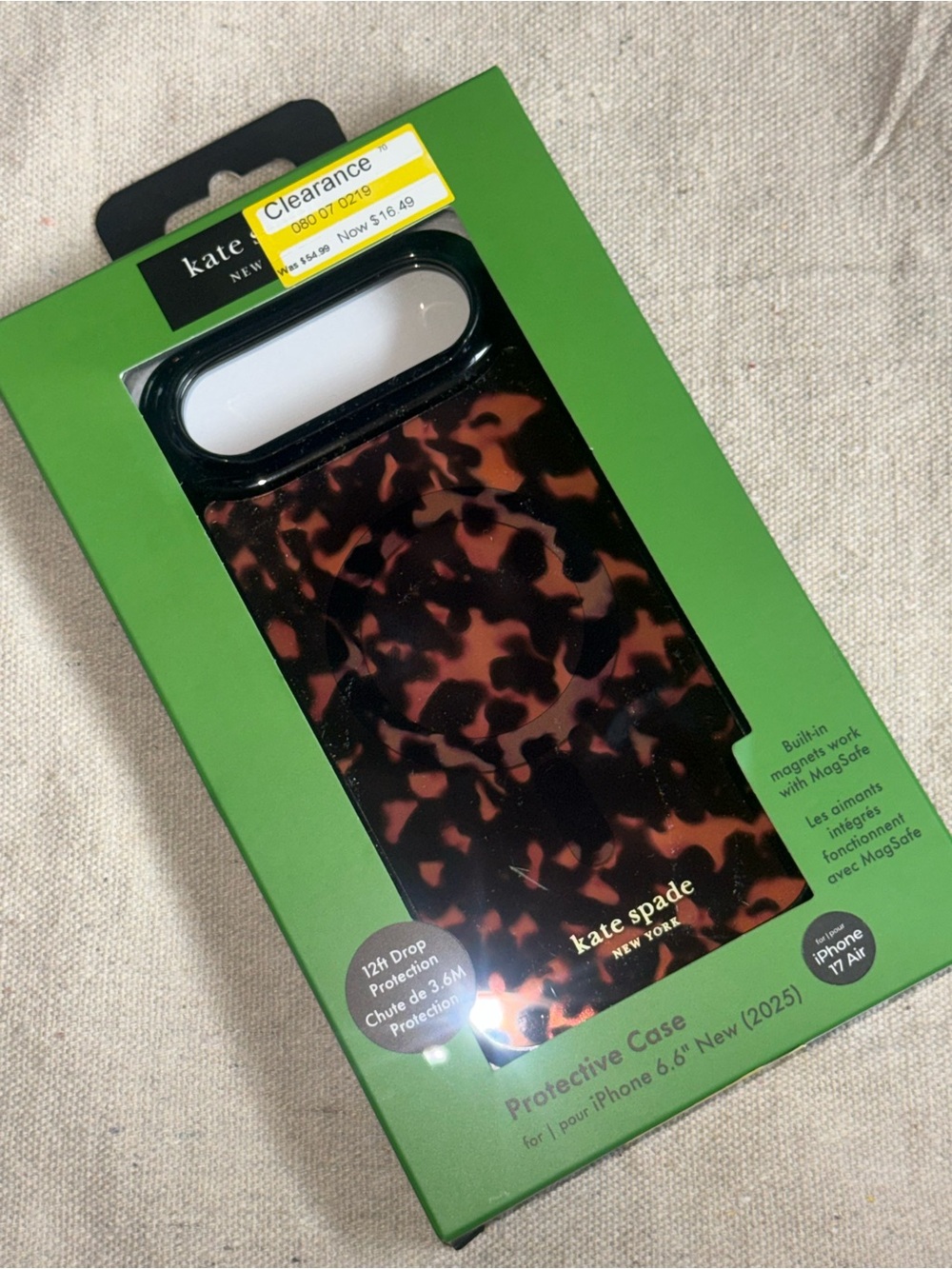 kate spade Black and Brown Tortoiseshell iPhone 17 Air Case MagSafe New